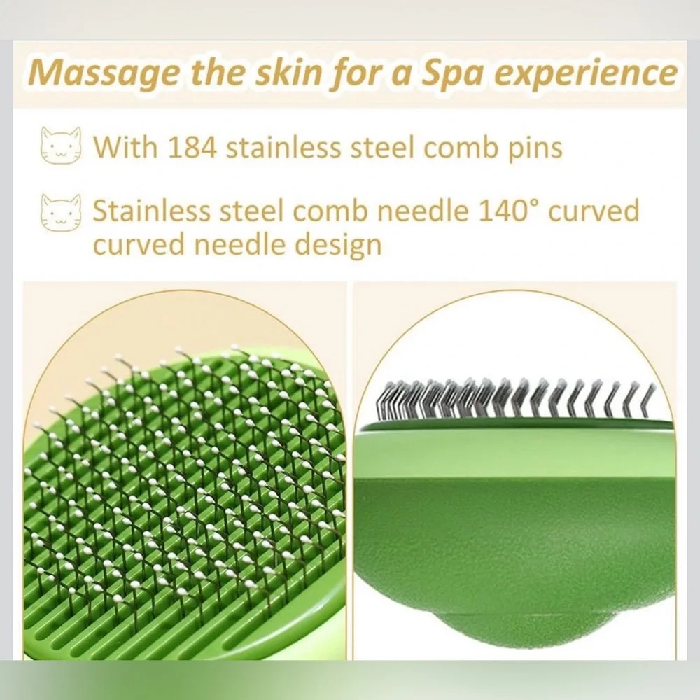 Fruit Shape Lemon Pet Grooming Brush One-Key Release Shedding, Stainless Pins